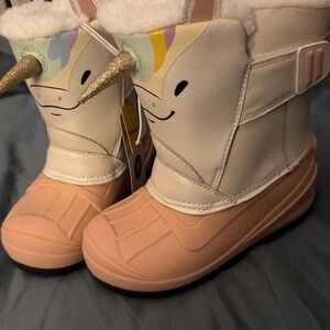 Cat & Jack Unicorn Kids Boots - Cream and Pink